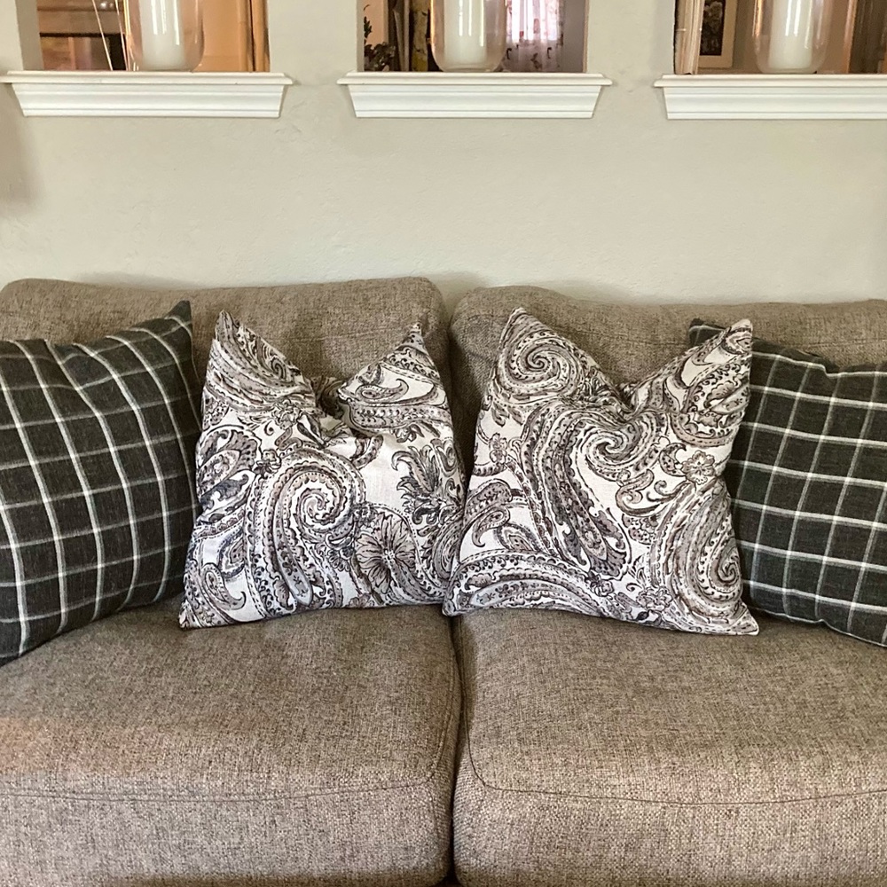 Black Buffalo Plaid and Paisley Throw Pillows Set